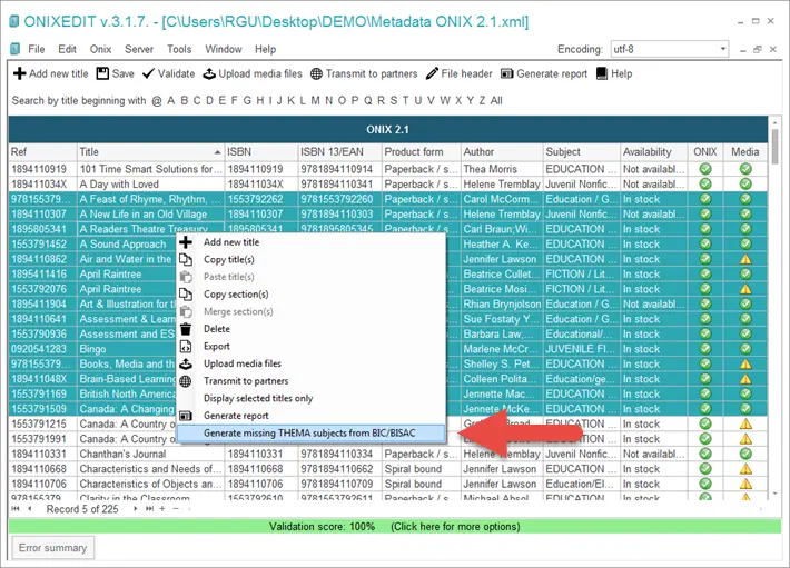 ONIXEDIT Generate missing Thema Subjects from BIC/BISAC option