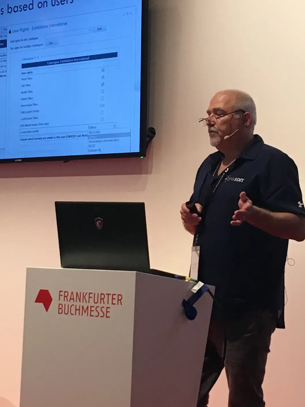 Raoul Guénette, in presentation, at the Frankfurt Bookfair 2019