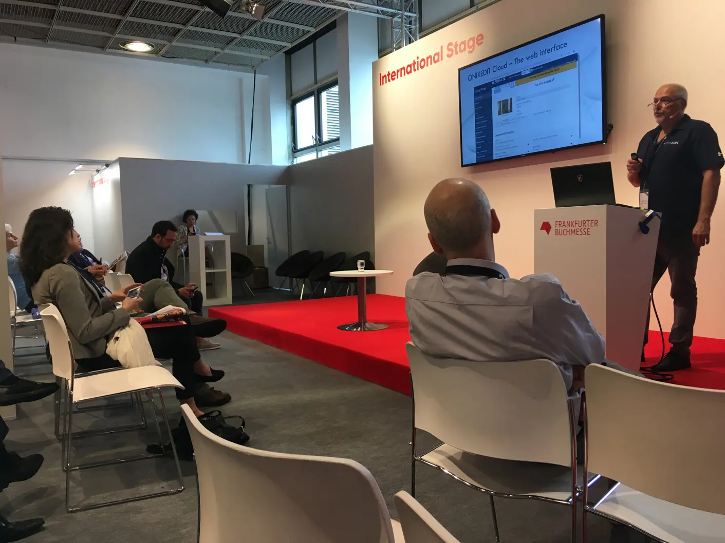 Raoul Guénette, in presentation, at the Frankfurt Bookfair 2019