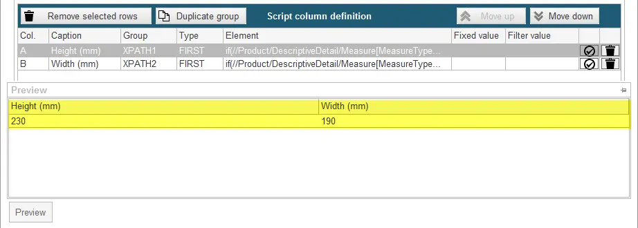 ONIXEDIT interface showing the result of dimension conversion